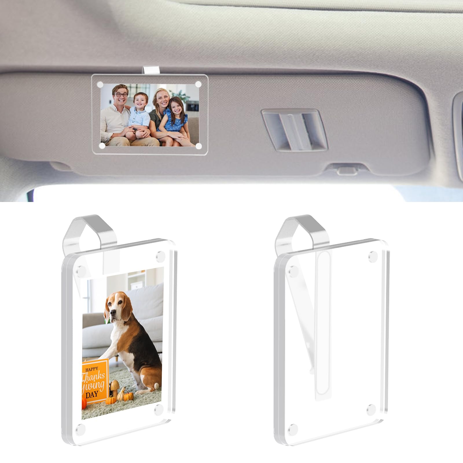 2 Stück Auto Visier Bilderrahmen Magnetischer Fotohalter aus Acryl Auto Sonnenblende Bilderhalter Dekorativer Rahmen für Fahrzeug Visier, Auto 9x6x1 cm von Cuyacili