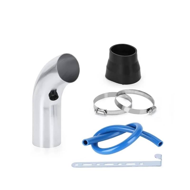 Auto Lufteinlass Aus 3" 76mm Auto-Kaltluftansaugsystem Turbo-Ansaugrohr-Rohrsatz Mit Luftfilterkegel High Flow Performace Racing Pipe Komplettset Auto Lufteinlässe(Short Silver) von Cvgffs