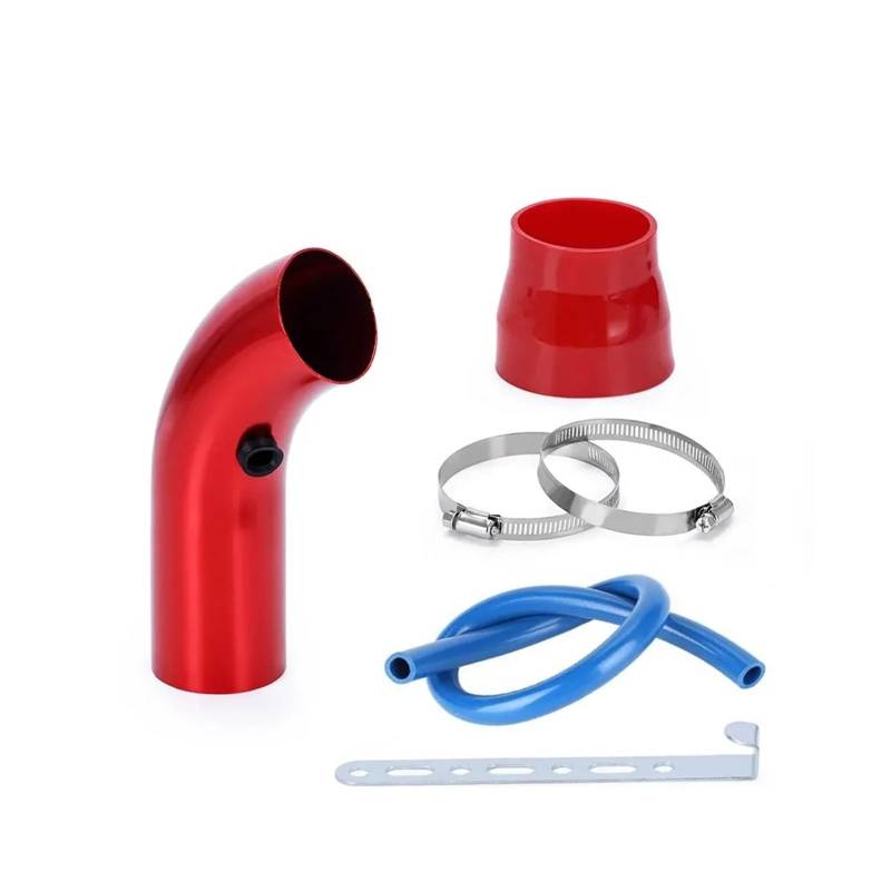 Auto Lufteinlass Aus Universal 3 "76mm Aluminium Auto Luftansaugrohr Kit 3 Zoll Rennwagen Kaltluftansaugrohr Aluminium Luftfilter Auto Lufteinlässe(Red) von Cvgffs