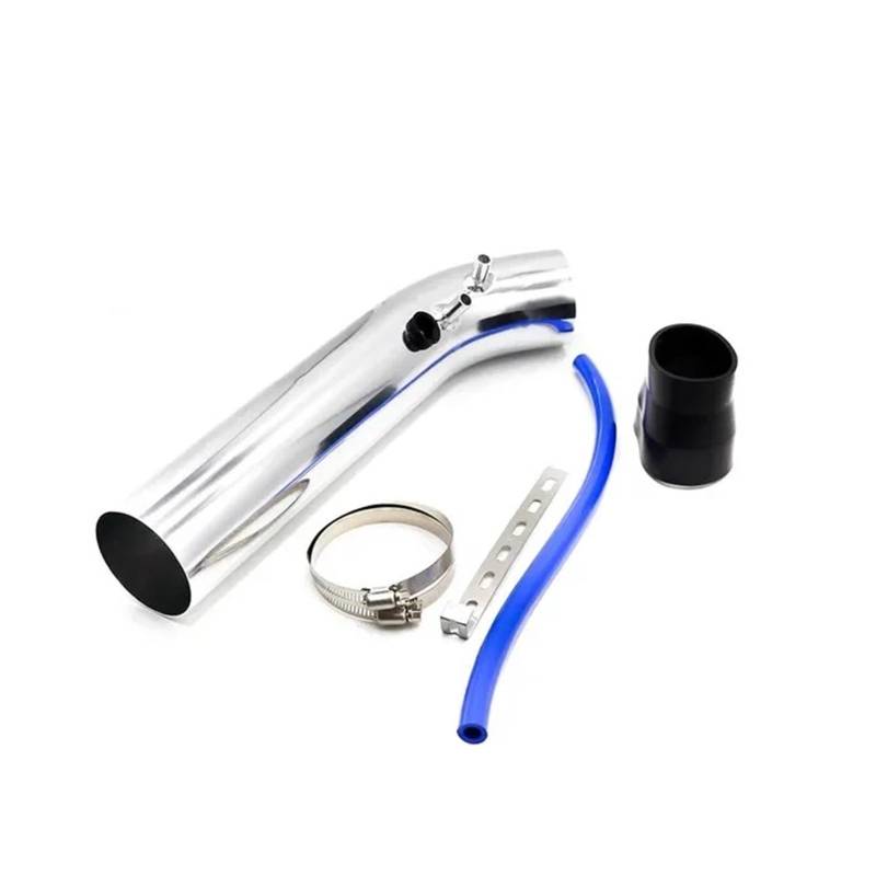 Auto Lufteinlass Aus Universal Auto Luftansaugrohr 3'' Zoll 76mme Aluminium Kurze Lange Kaltluftansaugrohre System Kanalrohr Kit Luftfilter Auto Lufteinlässe(Long Silver) von Cvgffs