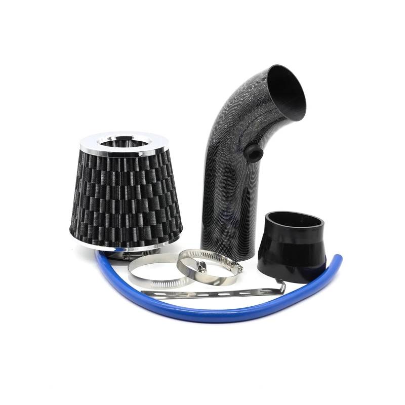 Auto Lufteinlass Aus Universal Racing Aluminium Rohr Auto Kaltluft Ansaugsystem Kit Mit 3 Zoll 76mm High Flow Open Air Filter Auto Lufteinlässe(Carbon) von Cvgffs