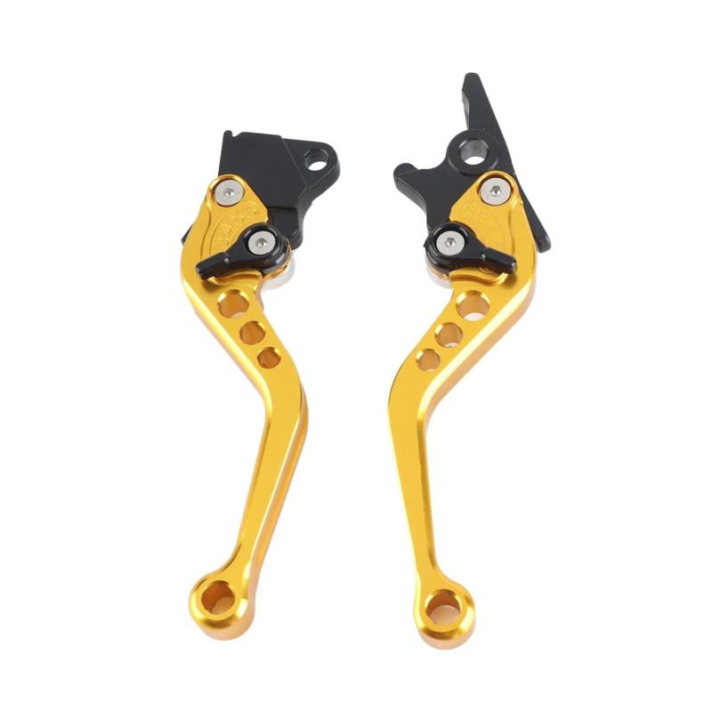 Bremshebel 2Pcs Motorrad Kupplung Brems Griff Trommel Hebel Geändert Horn Einstellbare Hand Hebel Motorrad Zubehör Aluminium Legierung Bremsgriff(Gelb) von Cvgffs