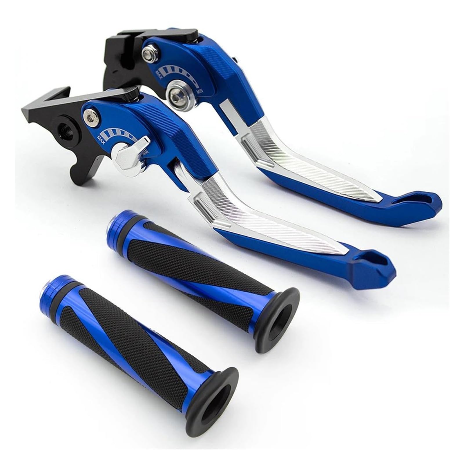 Bremshebel Für Daytona 675R 2011-2016 CNC 3D Verstellbare Faltbare Ausziehbare Motorradbremskupplungshebel Griffgriffe Set Bremsgriff(Blue Lever-Grips) von Cvgffs