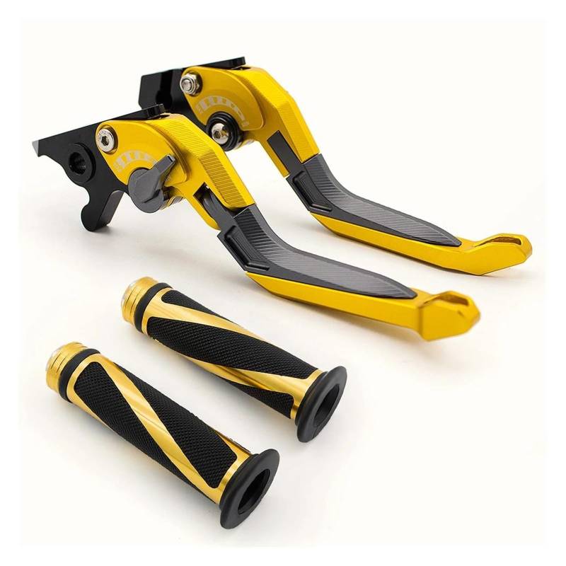 Bremshebel Für Daytona 675R 2011-2016 CNC 3D Verstellbare Faltbare Ausziehbare Motorradbremskupplungshebel Griffgriffe Set Bremsgriff(Gold Lever-Grips) von Cvgffs