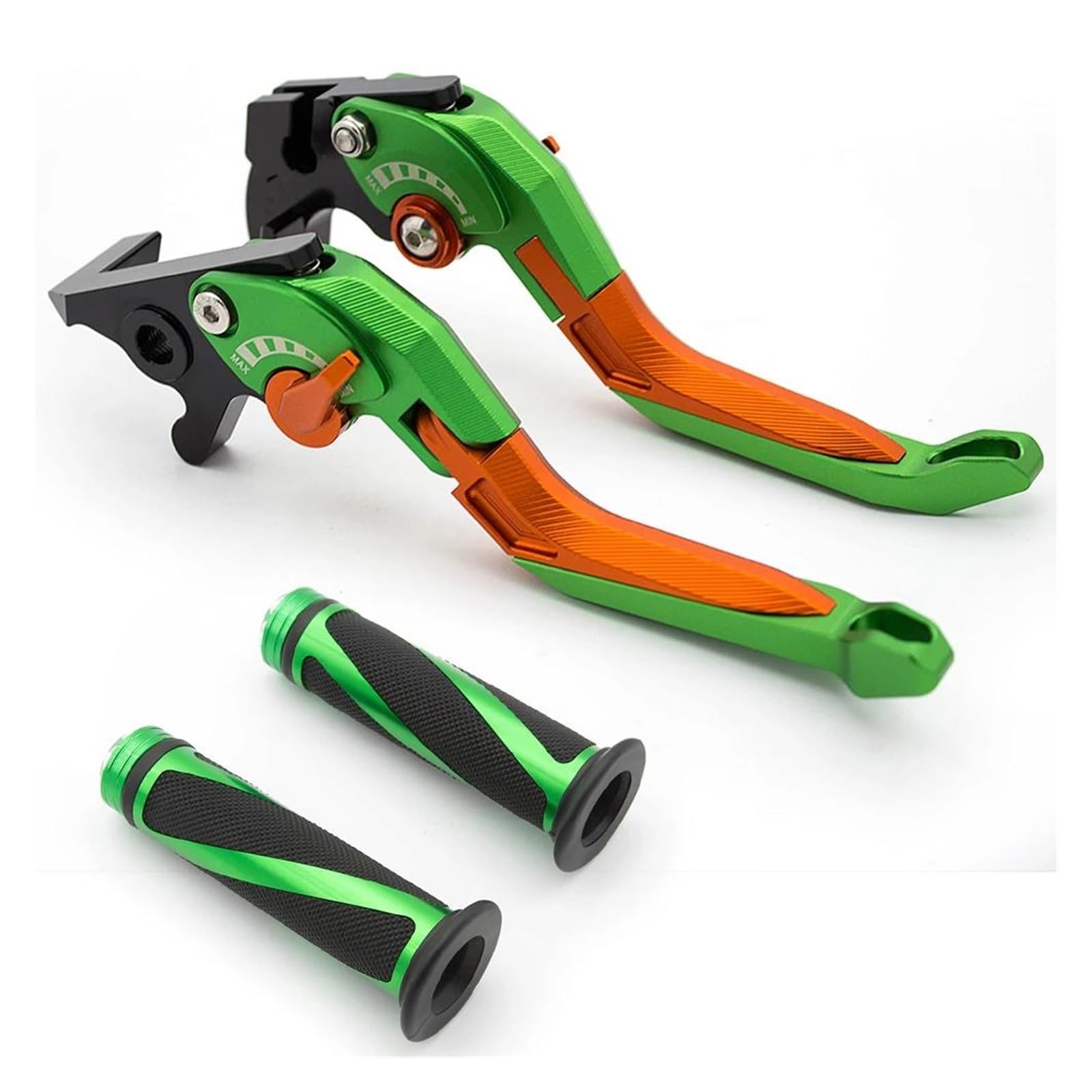 Bremshebel Für Daytona 675R 2011-2016 CNC 3D Verstellbare Faltbare Ausziehbare Motorradbremskupplungshebel Griffgriffe Set Bremsgriff(Green Lever-Grips) von Cvgffs