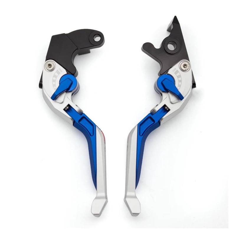 Bremshebel Für Daytona 675R 2011-2016 CNC 3D Verstellbare Faltbare Ausziehbare Motorradbremskupplungshebel Griffgriffe Set Bremsgriff(Silver-Blue Lever) von Cvgffs