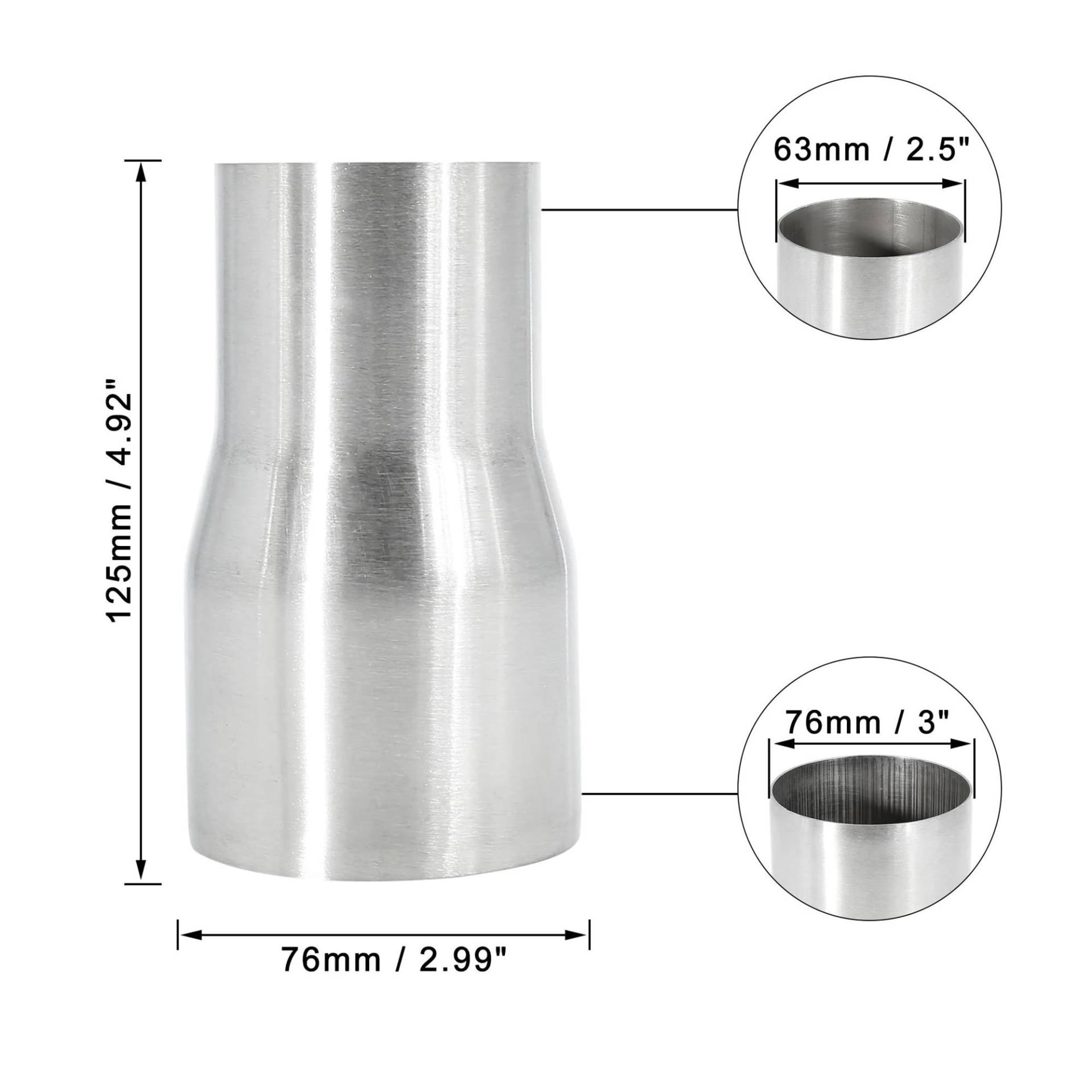 Endrohr 2,2" ID 2,5" OD Auto Universal Doppelventil Auspuff Geschweißt Rohr Adapter Reduzierstück Anschluss Stahl Pipeline Schalldämpfer Kit Auspuff Endrohr(A) von Cvgffs