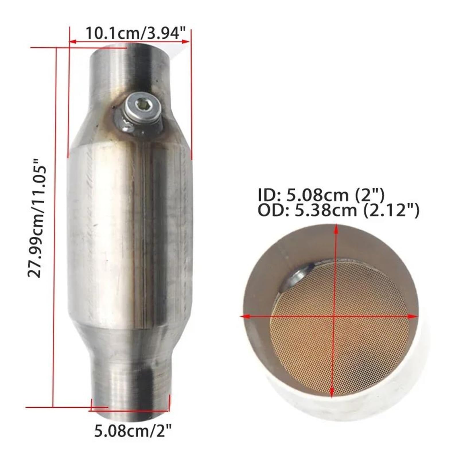 Endrohr 2'' 2,25'' 2,5'' 3" Universal Auto Katalysator 400 Zellen High Flow Schalldämpfer Katalysator Konverter Euro1 Runde Edelstahl Auspuff Endrohr(A) von Cvgffs