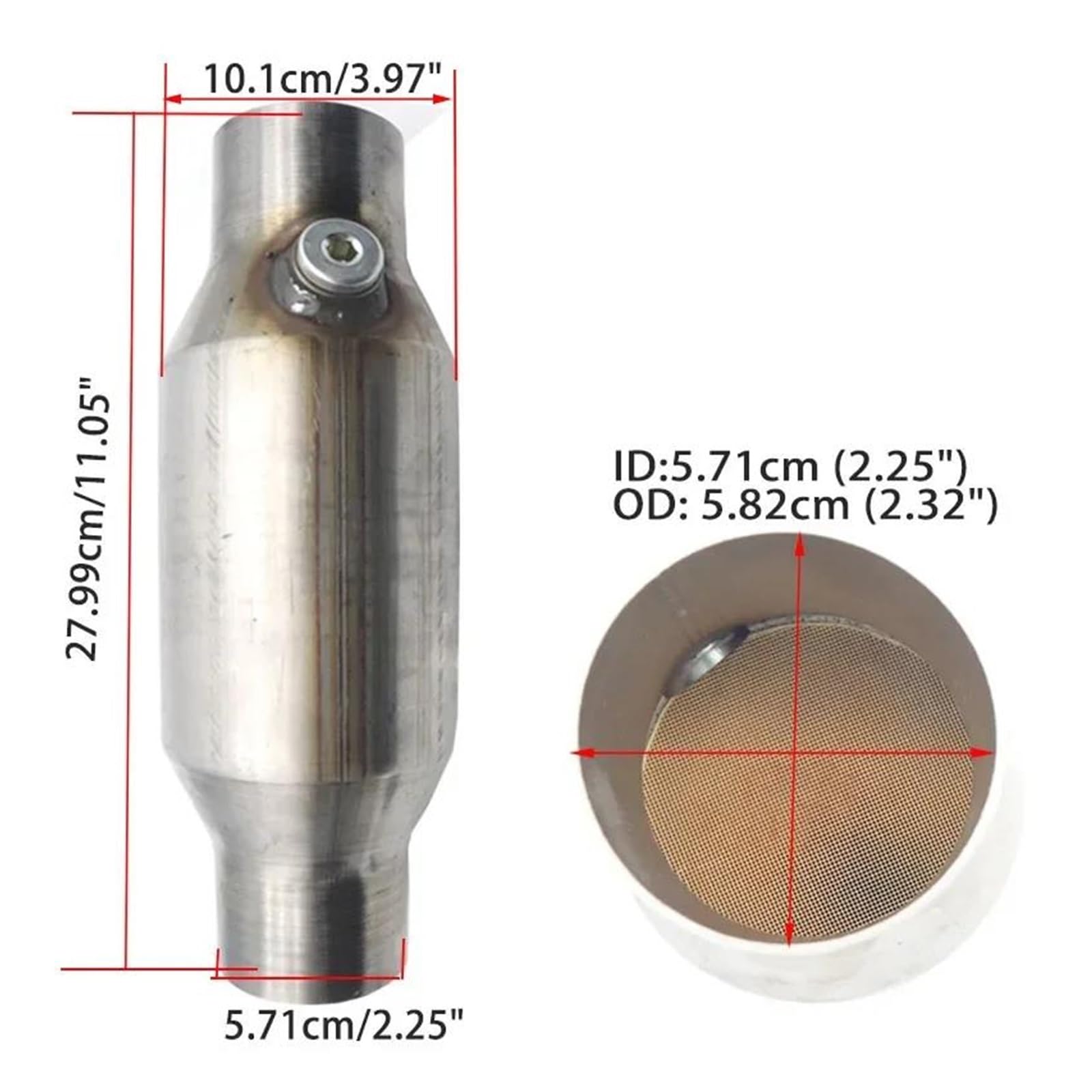 Endrohr 2'' 2,25'' 2,5'' 3" Universal Auto Katalysator 400 Zellen High Flow Schalldämpfer Katalysator Konverter Euro1 Runde Edelstahl Auspuff Endrohr(C) von Cvgffs