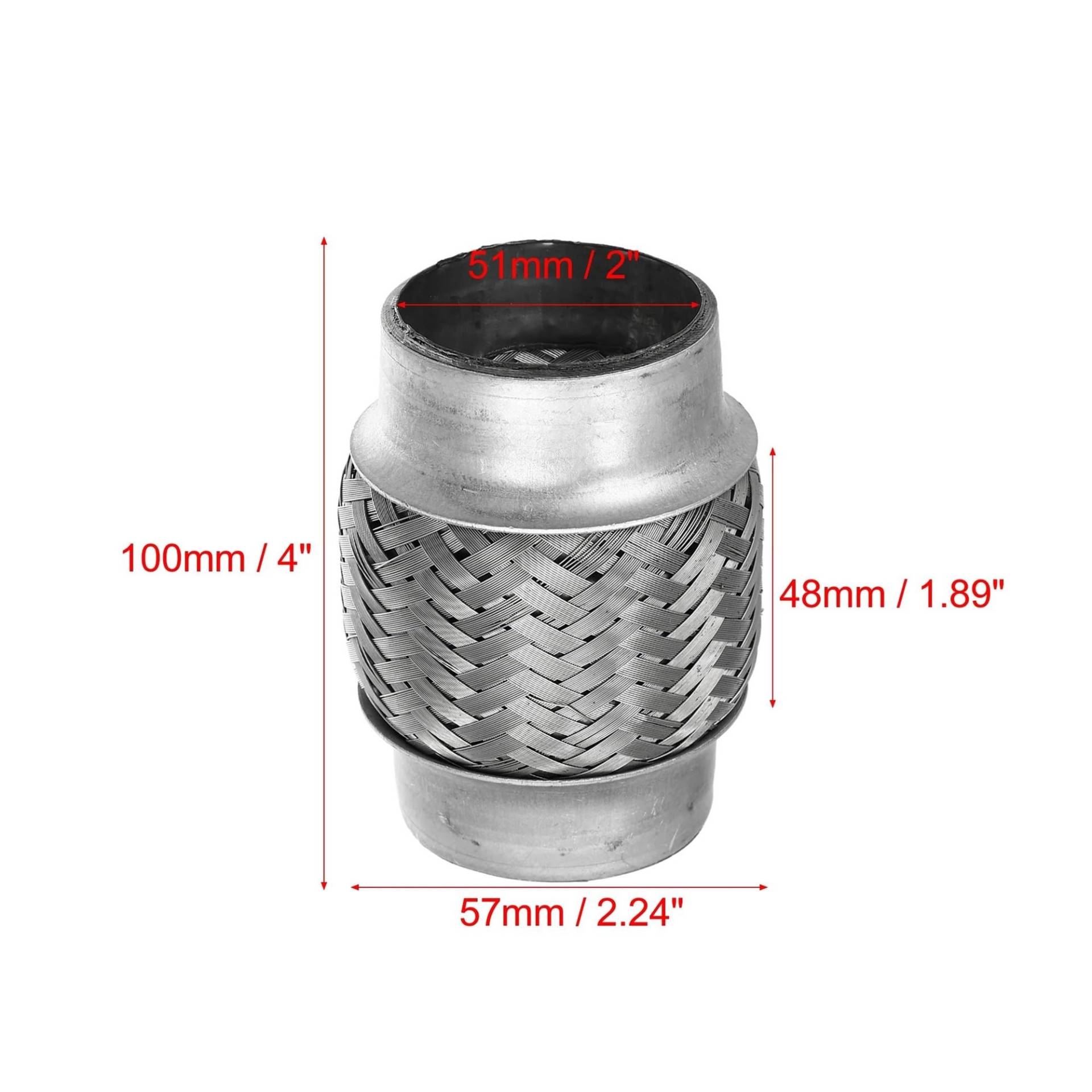 Endrohr 2 Stück Edelstahl-Schalldämpfer-Auspuff-Flexrohre, Flexible Auto-Auspuffrohre, Auspuffverbindungen, 51 Mm, 65 Mm, 75 Mm Auspuff Endrohr(51x48x100mm) von Cvgffs