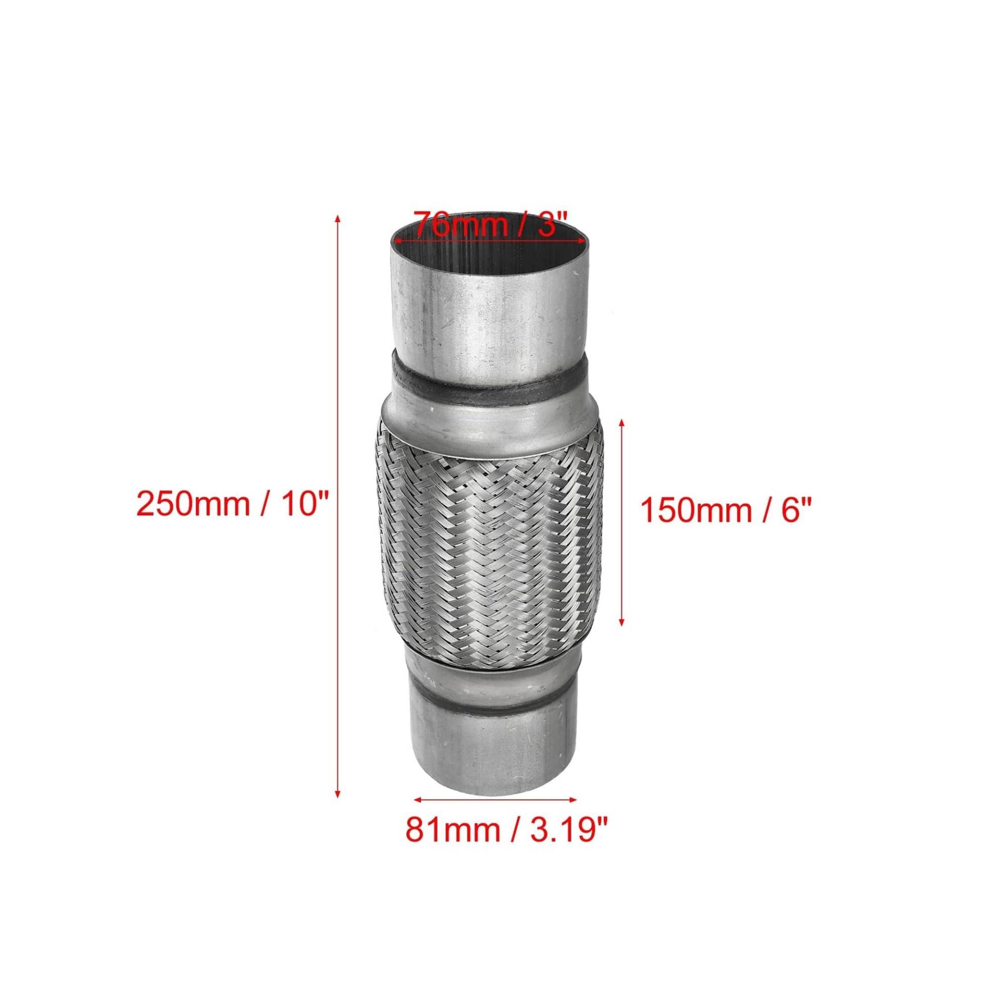 Endrohr 2 Stück Edelstahl-Schalldämpfer-Auspuff-Flexrohre, Flexible Auto-Auspuffrohre, Auspuffverbindungen, 51 Mm, 65 Mm, 75 Mm Auspuff Endrohr(76x150x250mm) von Cvgffs