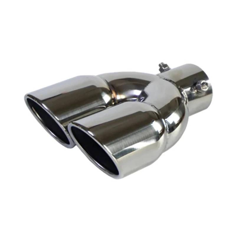 Endrohr Auto-Auspuffspitze Einlass 63 Mm Edelstahl-Auspuffrohr Endhals 76 Schräge Doppelauslass-Auspuffsysteme Düsenschalldämpfer Auspuff Endrohr(Silver Straight) von Cvgffs