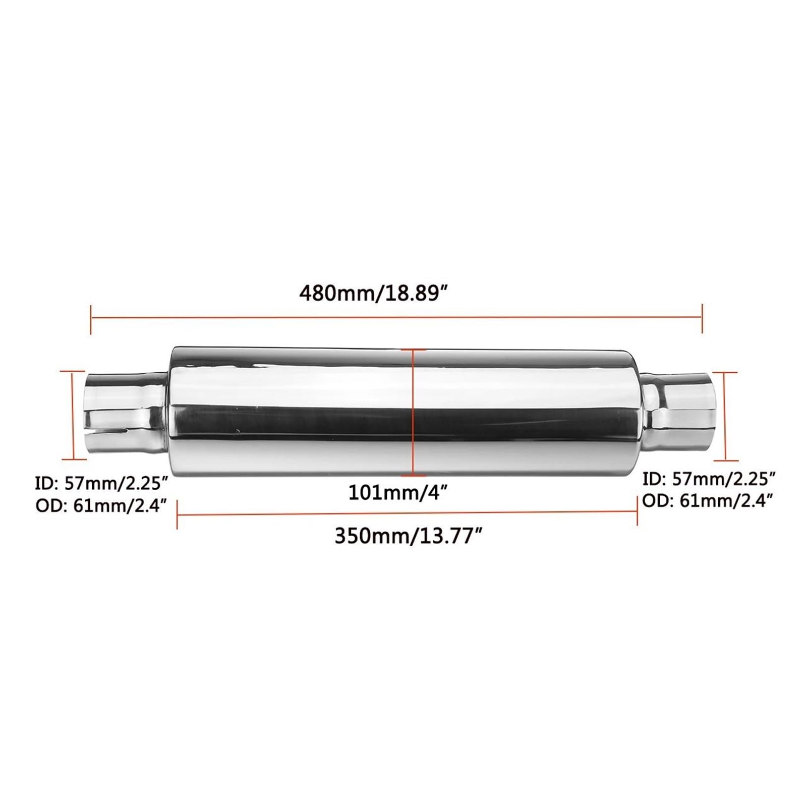 Endrohr Universal 2,25"/2,5" ID Edelstahl Auto Auspuff Schalldämpfer Resonator Chrom Schalldämpferspitze Auspuffanlage Auspuff Endrohr(Size 2) von Cvgffs