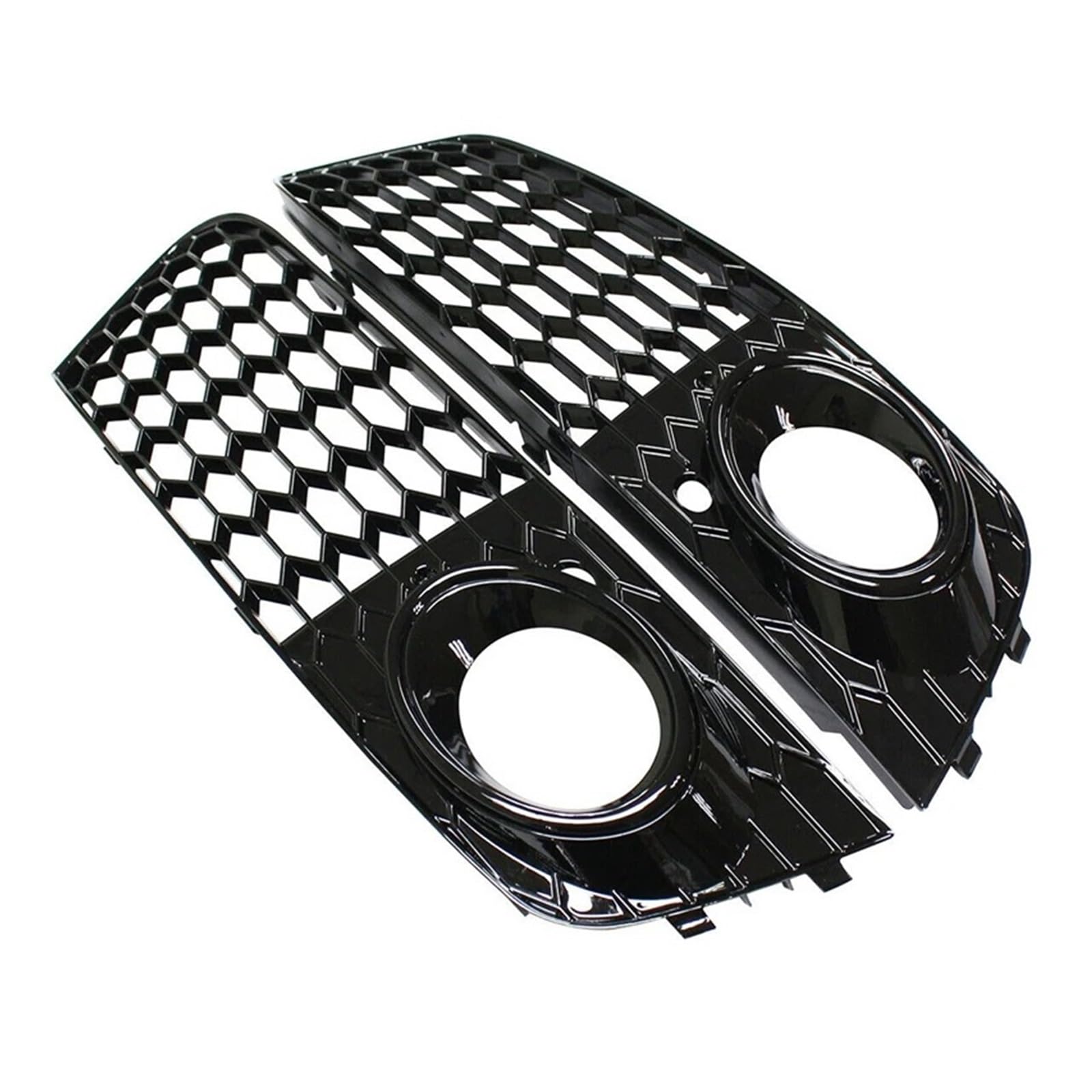 Front Kühlergrille Frills Für A4 Für A 4 B8 2008-2012 Glänzend Frontstoßstange Nebelscheinwerfer Lampe Mesh Grill Grille Chrom Autozubehör Gitter Kühlergrill(Schwarz) von Cvgffs