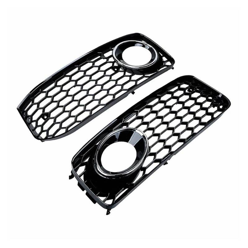 Front Kühlergrille Frills Für A5 Für A 5 B8 SLine S5 HONEYCOMB 2008-2012 2Pcs Auto Front Stoßstange Nebel Licht Lampe Kühlergrill Grill Abdeckung Mesh Honeycomb Hex Gitter Kühlergrill(Chrome) von Cvgffs