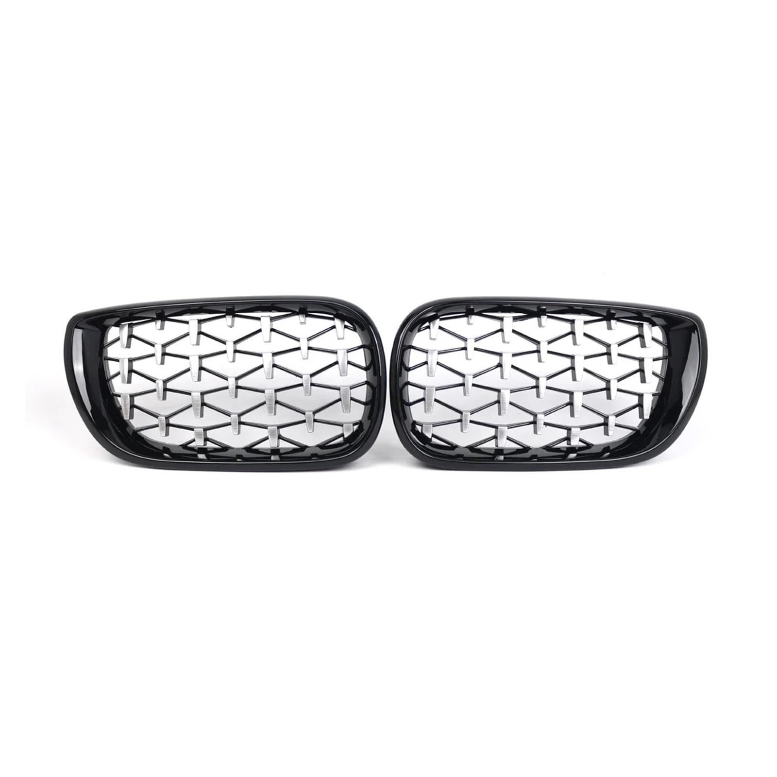 Front Kühlergrille Frills Für E46 4DR 320i 325i 330i 2002 2003 2004 2005 Auto Vorderen Stoßfänger Haube Diamant 2 Stücke Front Niere Grill Chrom Silber Grille Gitter Kühlergrill(Black Silver) von Cvgffs