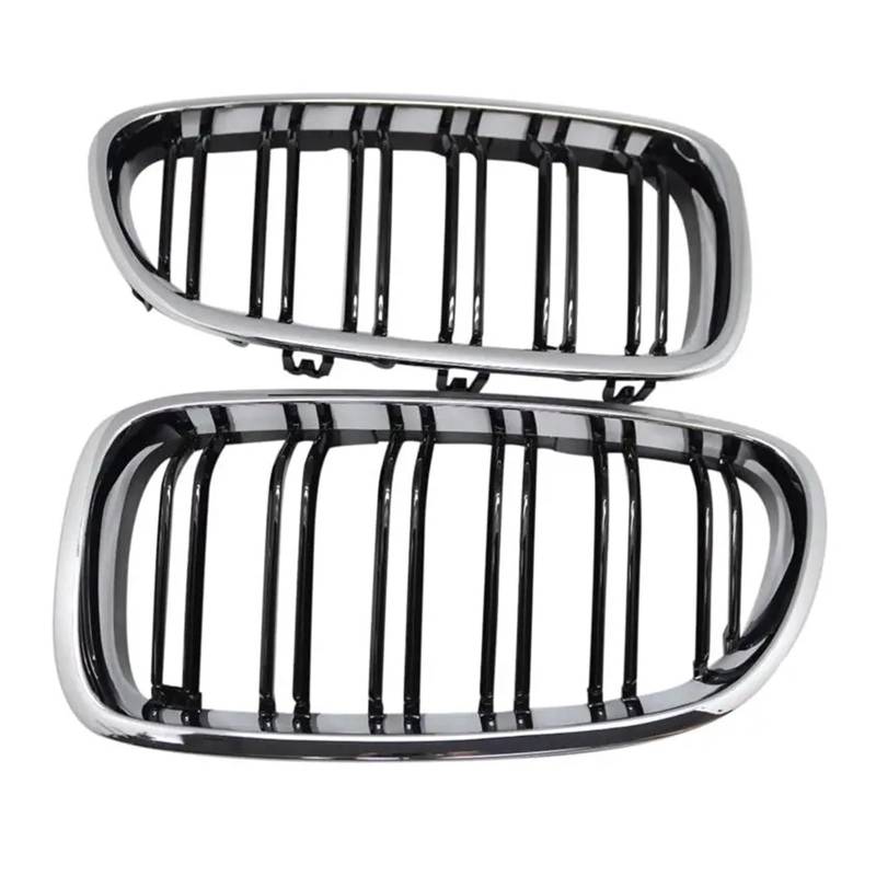 Front Kühlergrille Frills Für F10 F11 F18 520d 530d 540i 5 Serie 2010-2015 Silber + Schwarz Dual Fin Kühlergrill Grill Haube Nase Gitter Kühlergrill von Cvgffs