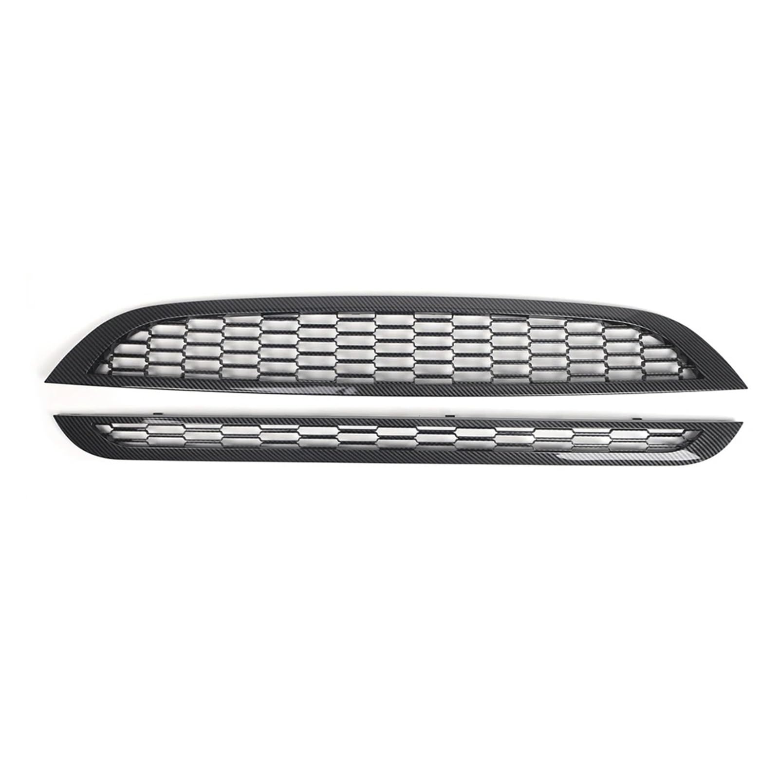 Front Kühlergrille Frills Für Mini Für Cooper S R50 R52 R53 2001-2006 OE 51137133847 ABS-Kunststoff 2-teiliger Frontstoßstangengrill Oberer + Unterer Mesh-Grill Gitter Kühlergrill(Carbon Fiber Black) von Cvgffs