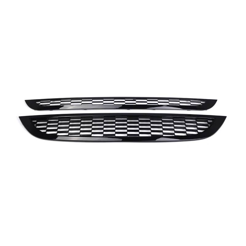 Front Kühlergrille Frills Für Mini Für Cooper S R50 R52 R53 2001-2006 OE 51137133847 ABS-Kunststoff 2-teiliger Frontstoßstangengrill Oberer + Unterer Mesh-Grill Gitter Kühlergrill(Glossy Black) von Cvgffs