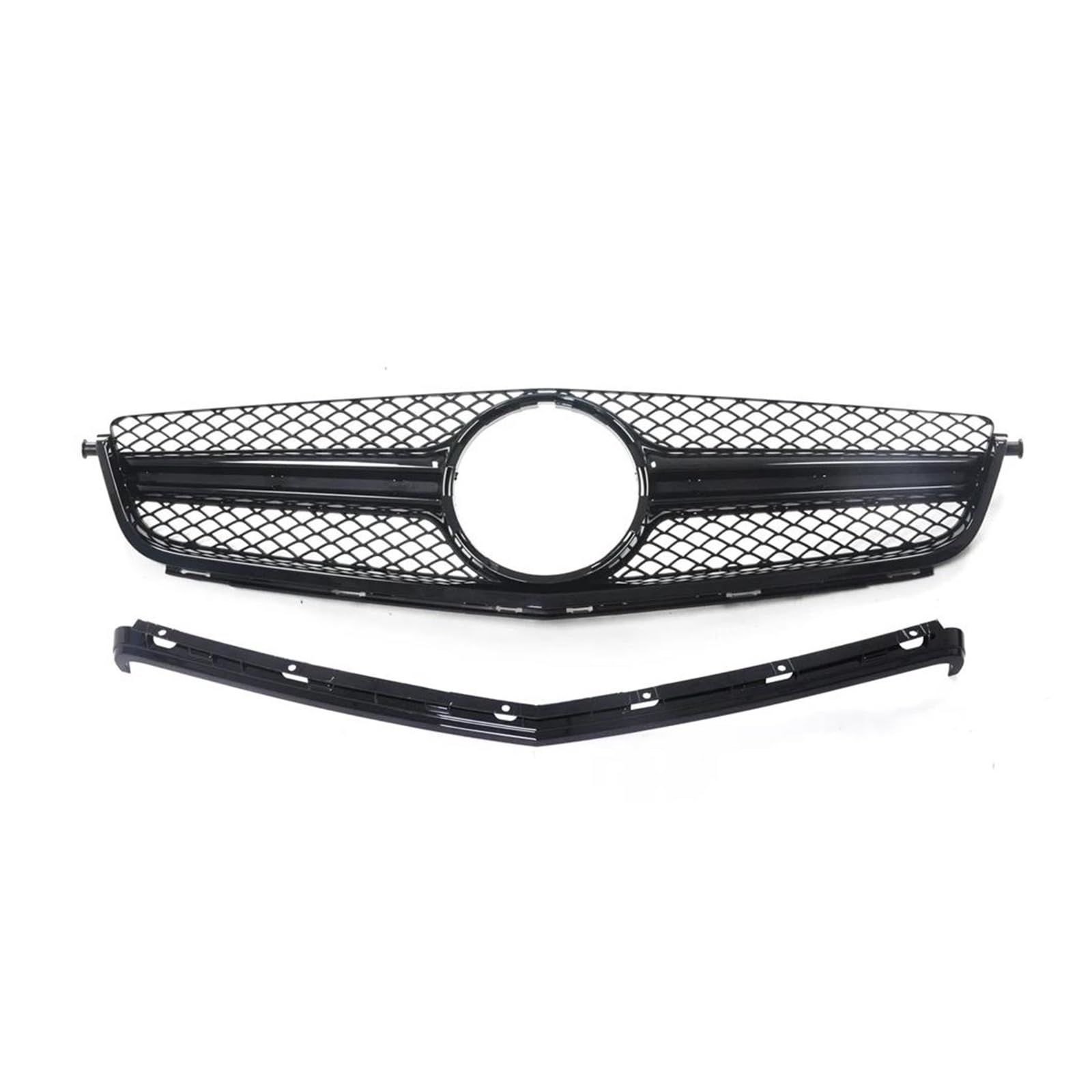 Frontstoßstange Spoiler Für Benz W204 C63 Für AMG 2012-2014 Nur Kühlergrill W/Grill Rahmen Abdeckung Trim Overlay Schwarz Auto Oberen Stoßstange Haube Mesh Frontstoßstange Lip von Cvgffs