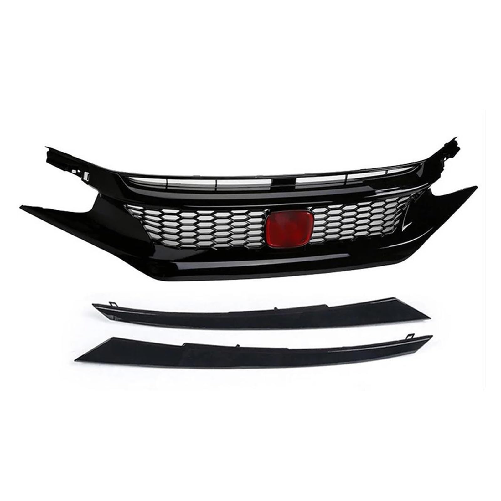 Frontstoßstange Spoiler Für Die 10. Generation Für Civic Black Grille 2016-2018 2019-2020 2021 Fronthaubengrill Racing Bumper Grill Außenzubehör Frontstoßstange Lip(2016-2018 Red-B) von Cvgffs