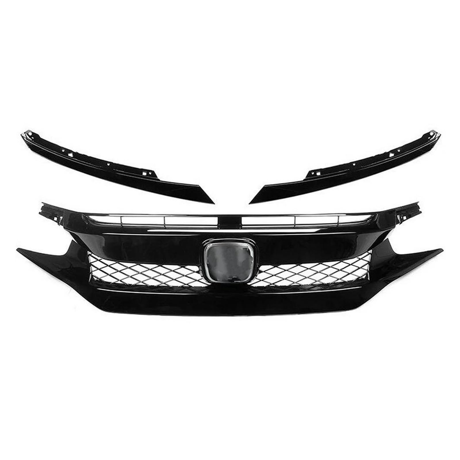 Frontstoßstange Spoiler Für Die 10. Generation Für Civic Black Grille 2016-2018 2019-2020 2021 Fronthaubengrill Racing Bumper Grill Außenzubehör Frontstoßstange Lip(2021 Black-A) von Cvgffs