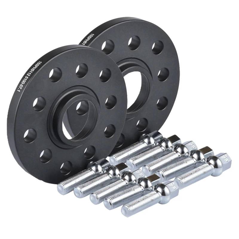 Rad Distanzscheiben 2 STÜCKE 15mm Auto Rad Spacer 5*112/5*100 Geschmiedet Aluminium Distanzscheiben Reifen Hub Spacer Distanzscheiben STUD + M14 * 1,5 Radmutter Spurverbreiterungen(Black 40mmcone bolt von Cvgffs