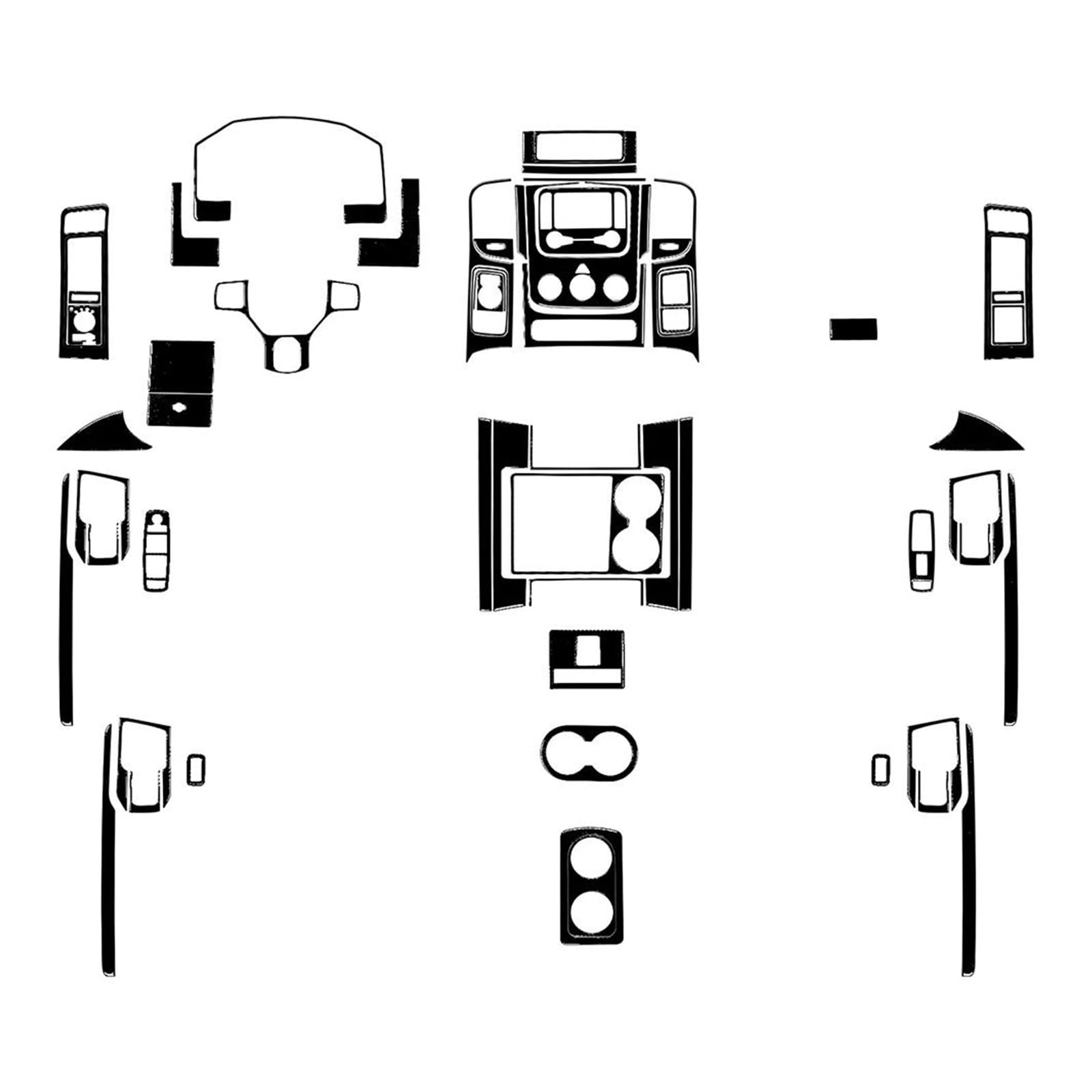 Schalttafelabdeckung Trims Für Dodge Ram 1500 2500 3500 2013-2018 Geschmiedete Kohlefaser-Innenverkleidung Zierleisten Auto-Innendekorationsaufkleber Panel Schutz Rahmen Trim Aufkleber(Full Set Piano von Cvgffs