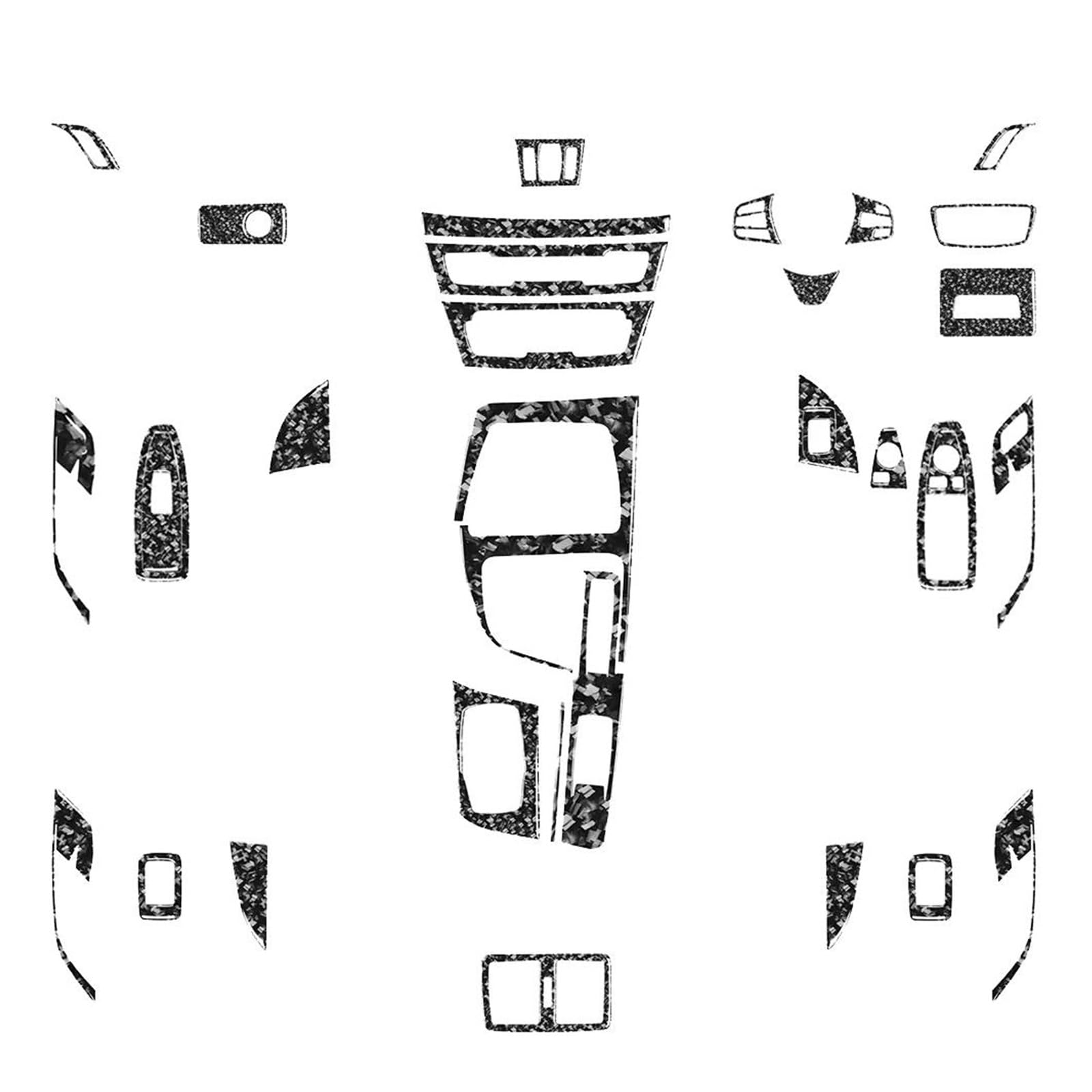 Schalttafelabdeckung Trims Für X1 Für X2 F48 F39 2016-2021 Zubehör Geschmiedete Kohlefaser-Schalthebel-Luftauslass-Set Verkleidung Auto-Innenaufkleber Panel Schutz Rahmen Trim Aufkleber(Full Set RHD) von Cvgffs