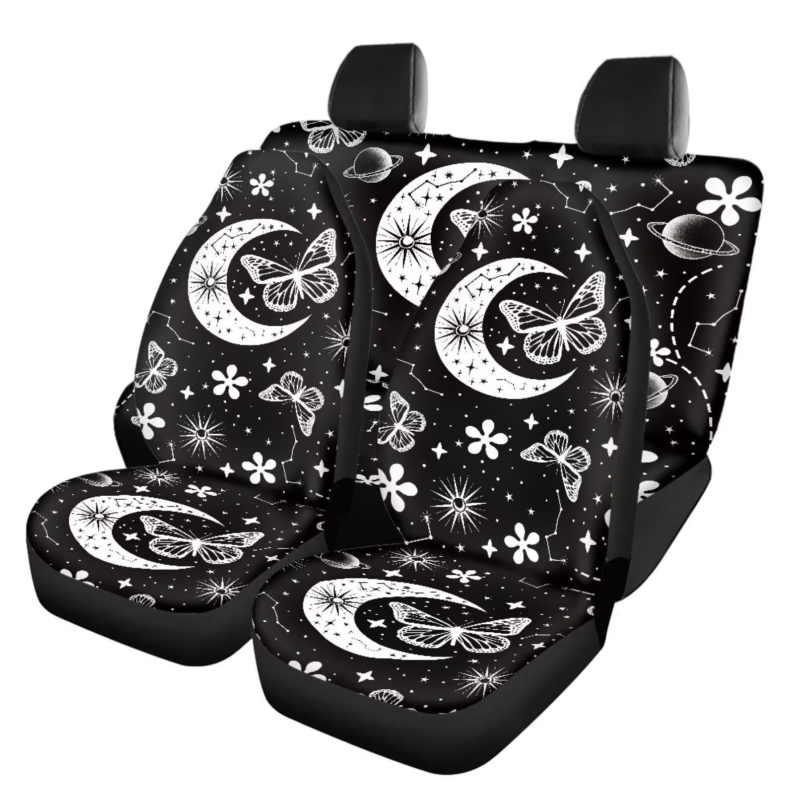 Cxdvotvy Wolf Rose Azteken Druck 4cars Komfortable Autositzbezüge, Auto Seat Cover Front und Heck Set, Universeller Rutschfester Sitzbezug mit Rückenlehne, Vollständiges Set von Cxdvotvy