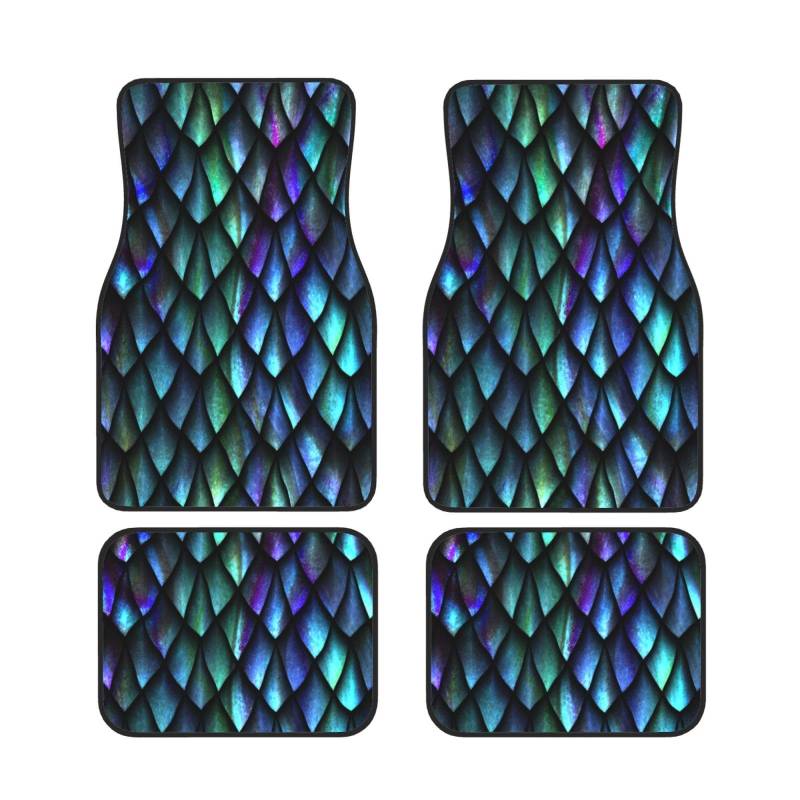 3D Magical Dragon Scales Muster Print Automatten Universal Auto Fußmatten Set von 4 Stück vorne hinten Teppich passend für Auto SUV Van & LKW von Cykazhst