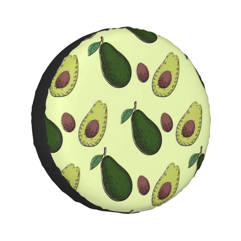 Avocado Fruit Print Ersatzreifenabdeckung, Universal-Rad-Schutzhülle, wasserdicht, passend für Anhänger, Wohnmobil, SUV, LKW und viele Fahrzeuge, 35,6 cm (14 Zoll) von Cykazhst