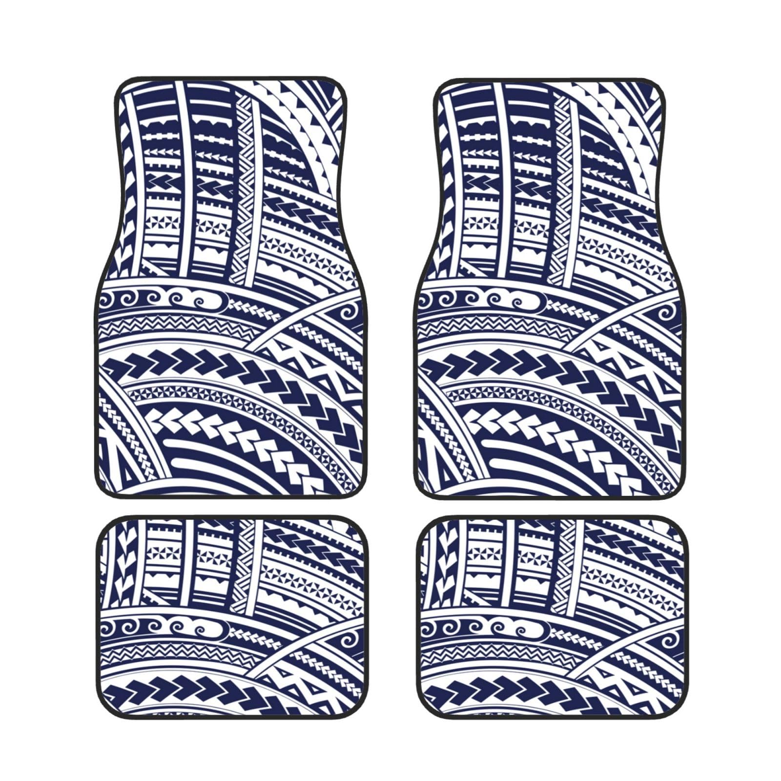 Blaue polynesische Maori-Stammesmuster-Druck-Fußmatten, universelle Automatten, Set mit 4 Stück, vorne und hinten, passend für Auto, SUV, Van und LKW von Cykazhst