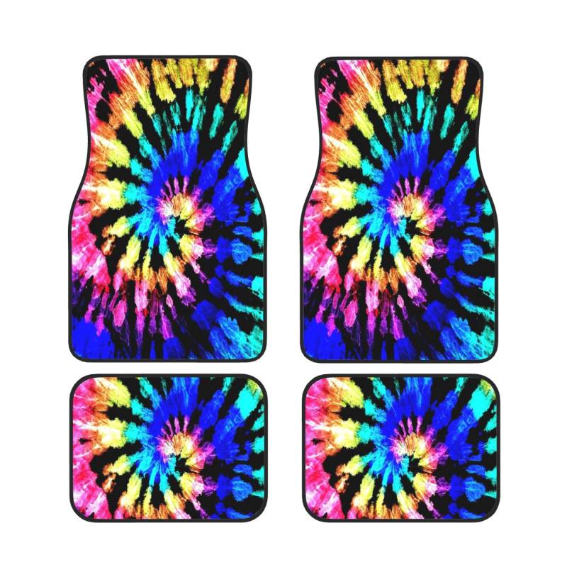 Exotic Tribe Tie Dye Style Print Automatten Universal Auto Fußmatten Set von 4 Stück vorne hinten Teppich passend für Auto SUV Van & LKW von Cykazhst