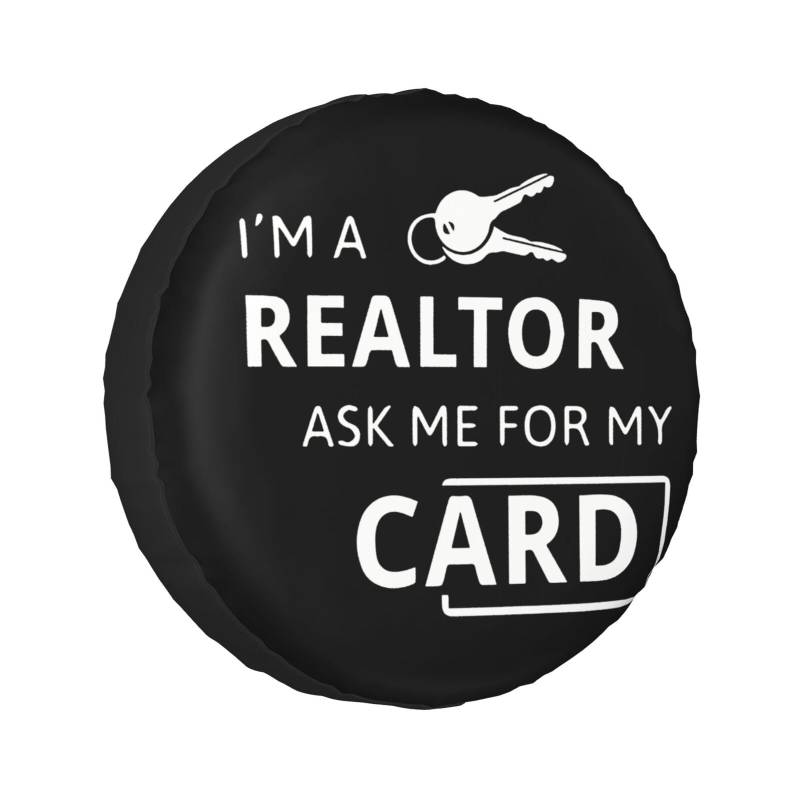 I'M A Realtor Ask Me Print Ersatzreifenabdeckung, Universal-Rad-Schutzhülle, wasserdicht, passend für Anhänger, Wohnmobil, SUV, LKW und viele Fahrzeuge, 40,6 cm (16 Zoll) von Cykazhst