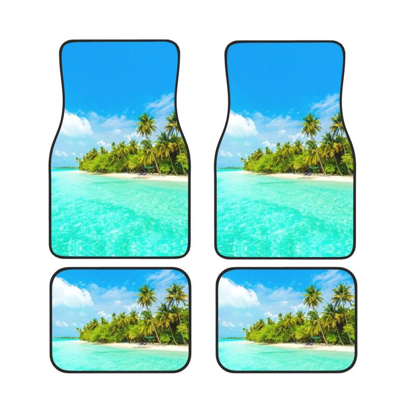 Island With Sandy Beach And Palm Tree Print Car Mat Universal Car Floor Mats Set Of 4 Front Rear Carpet Fits For Car Suv Van & Truck von Cykazhst