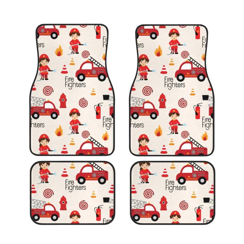 Little Boys And Girls In Firefighters Print Car Mat Universal Car Floor Mats Set Of 4 Front Rear Carpet Fits For Car Suv Van & Truck von Cykazhst