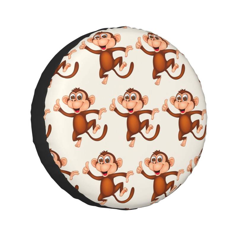 Monkey Print Ersatzreifenabdeckung, Universal-Rad-Schutzhülle, wasserdicht, passend für Anhänger, Wohnmobil, SUV, LKW und viele Fahrzeuge, 35,6 cm (14 Zoll) von Cykazhst