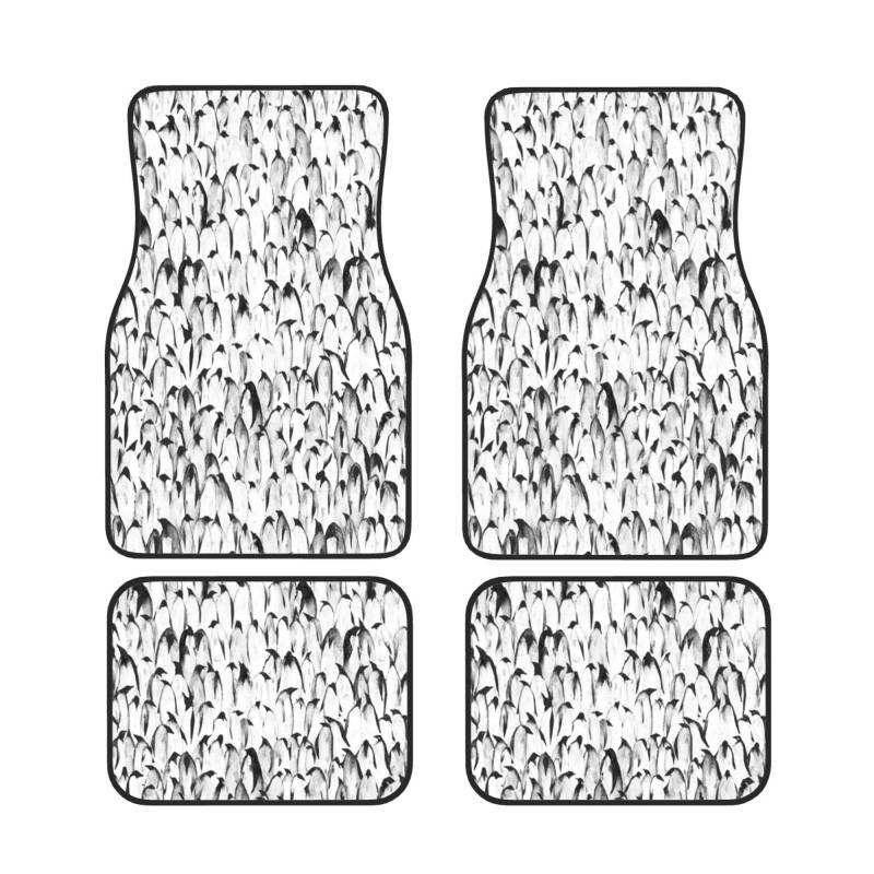 Stilvoller Pinguin-Muster, Universal-Fußmatten, Set mit 4 Stück, vorne und hinten, passend für Auto, SUV, Van und LKW von Cykazhst