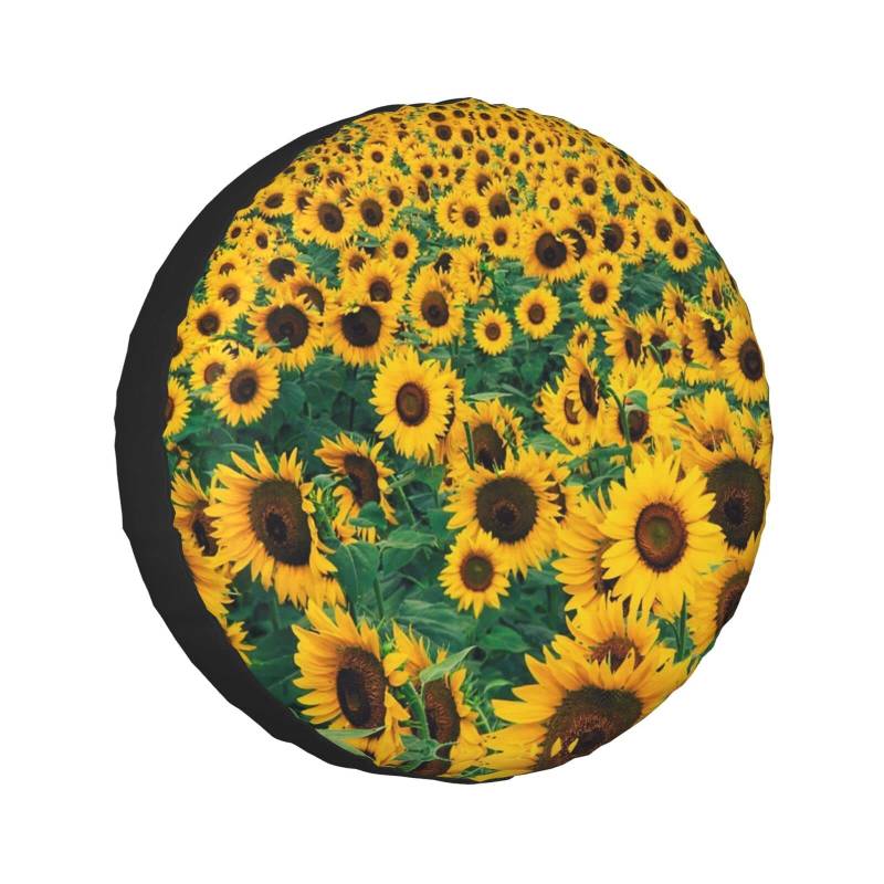 Viele schöne Sonnenblumen-Ersatzreifenabdeckung, Universal-Rad-Schutzhülle, wasserdicht, passend für Anhänger, Wohnmobil, SUV, LKW und viele Fahrzeuge, 40,6 cm (16 Zoll) von Cykazhst