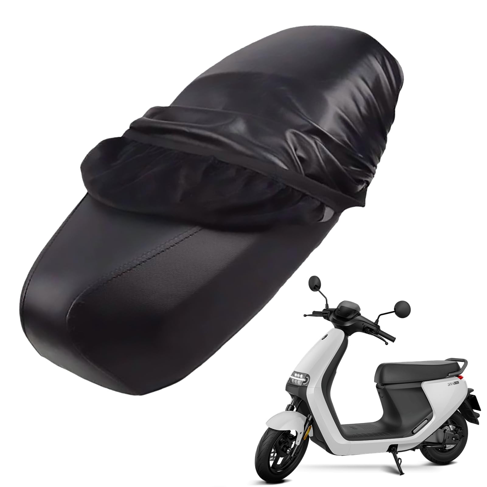 Universal Motorcycle Seat Cover, Elastische, wasserdichte Sitzabdeckung für Motorrad, Roller und Moped, UV-Schutz und Staubdicht, Atmungsaktives Leder und Flanell, Passend für Sitze von 78-88 cm Läng von Cylocrya