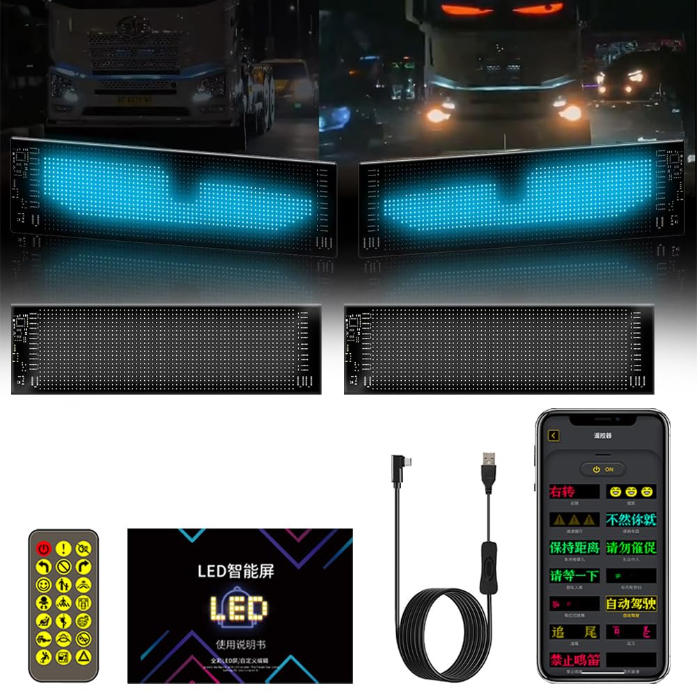 Cymwer Teufelsaugen-Licht for Autos, Flexibles LED-Display for Autofenster, dynamische LED-Smart-Bunt-Augenlampe for DIY-Autos, weicher Bildschirm mit APP-Steuerung und Fernbedienung von Cymwer