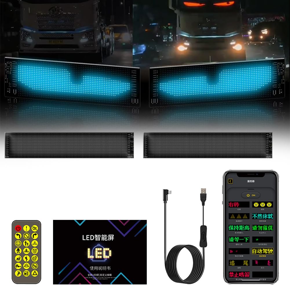 Cymwer Teufelsaugen-Licht for Autos, Flexibles LED-Display for Autofenster, dynamische LED-Smart-Bunt-Augenlampe for DIY-Autos, weicher Bildschirm mit APP-Steuerung und Fernbedienung von Cymwer