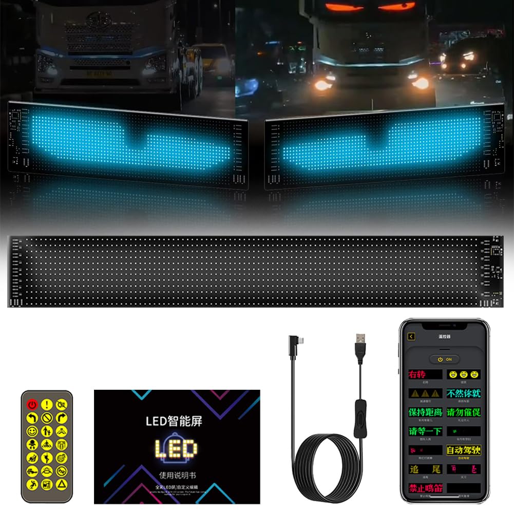 Cymwer Teufelsaugen-Licht for Autos, Flexibles LED-Display for Autofenster, dynamische LED-Smart-Bunt-Augenlampe for DIY-Autos, weicher Bildschirm mit APP-Steuerung und Fernbedienung von Cymwer