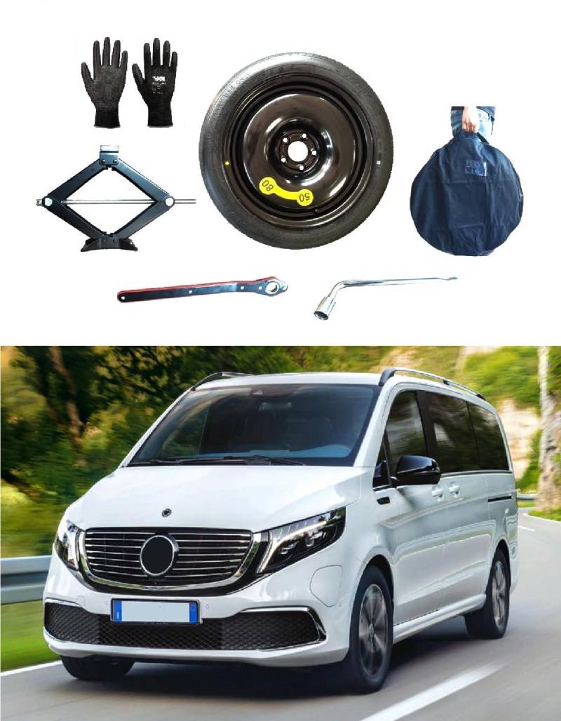 17" Notrad kompatibel mit Mercedes EQV 447 mit Wagenheber, Schlüssel, Handschuhe und Tasche von D'ANGELO 1988