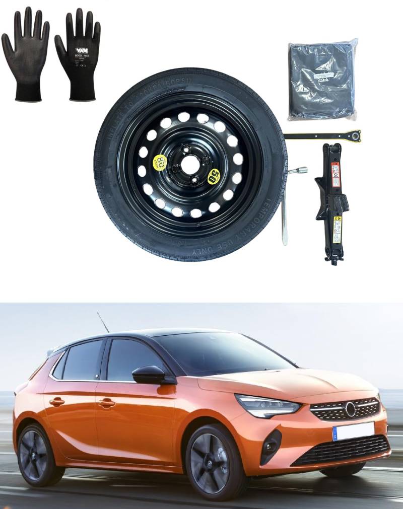 Notrad 16" für Opel Corsa F mit Wagenheber, Schlüssel und Tasche 125/80R16 von D'ANGELO 1988