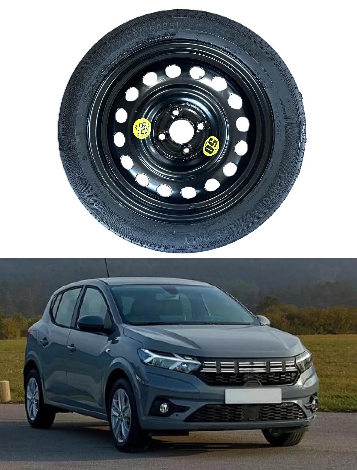 Ersatzrad, 40,6 cm (16 Zoll), kompatibel mit Dacia Sandero/Sandero Stepway 125/80R16 von D'ANGELO 1988