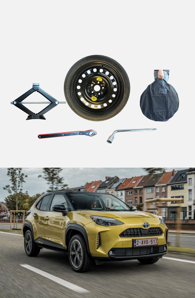 Ersatzrad-Set, 40,6 cm (16 Zoll), kompatibel mit Toyota Yaris Cross, C-HR (Warnhinweise) mit Wagenheber, Schlüssel und Tasche 145/90r16 von D'ANGELO 1988