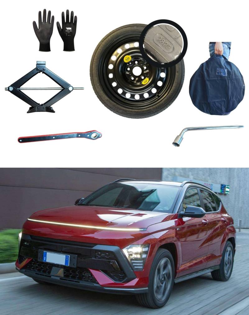 Notrad 16" kompatibel mit Hyundai Kona Hybrid 2023> mit Wagenheber, Schlüssel, Handschuhe und Tasche 145/90R16 von D'ANGELO 1988