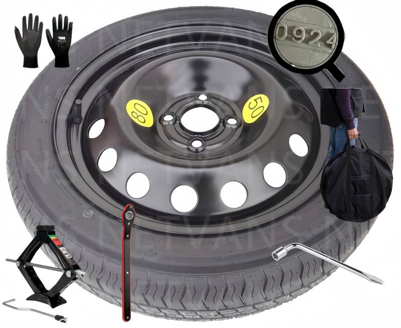 Notrad 16" kompatibel mit Opel Mokka/Mokka-E (ab 2020) mit Wagenheber, Schlüssel, Handschuhe und Tasche 125/85R16 von D'ANGELO 1988